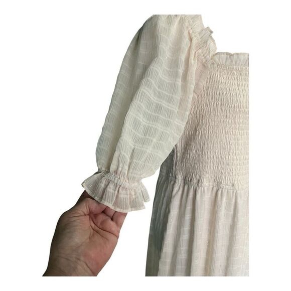 Versona Ivory Tiered Smocked Babydoll Maxi Dress L - Picture 4 of 9